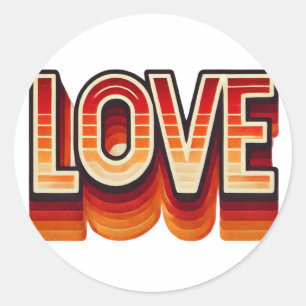 70-talets Retro KÄRLEK-stickers Runt Klistermärke