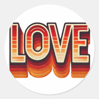 70-talets Retro KÄRLEK-stickers Runt Klistermärke