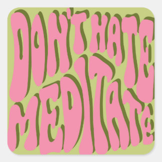 70-talets retro: "Meditate" Motiverande Poster Fyrkantigt Klistermärke