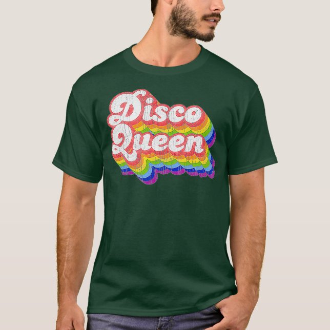 70-talets Retro Rainbow Disco Queen T Shirt (Framsida)
