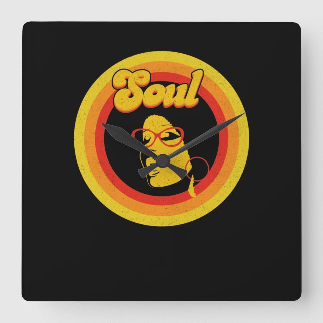 70-talets Retro Soul Music Gerne Soul Music Fyrkantig Klocka (Framsida)