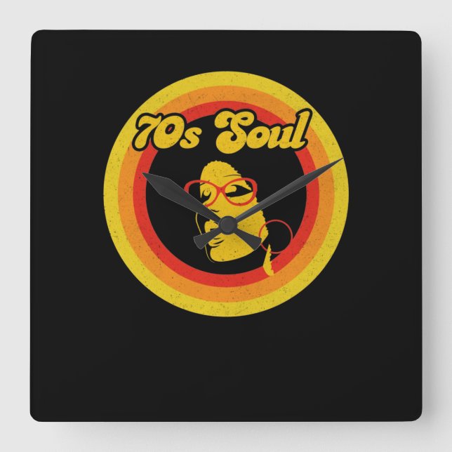 70-talets Retro Soul Music Gerne Soul Music Fyrkantig Klocka (Framsida)