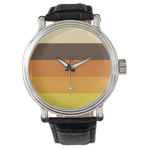 70-talets Retro Stripe Färg Mönster Armbandsur