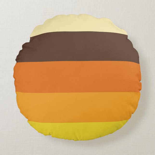 70-talets Retro Stripe Färg Mönster Rund Kudde (Framsidan)