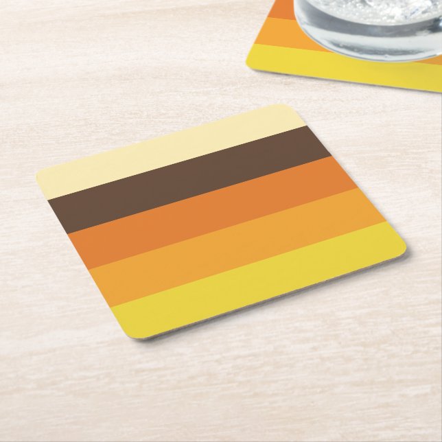 70-talets Retro Stripe Färg Mönster Underlägg Papper Kvadrat (Vinklad)