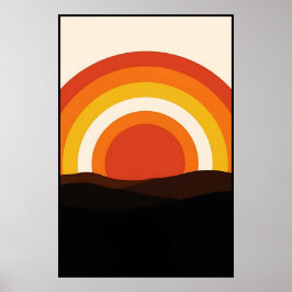 70-talets Retro Sunset liggande liggande Poster