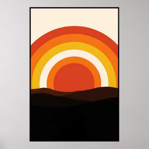 70-talets Retro Sunset liggande liggande Poster
