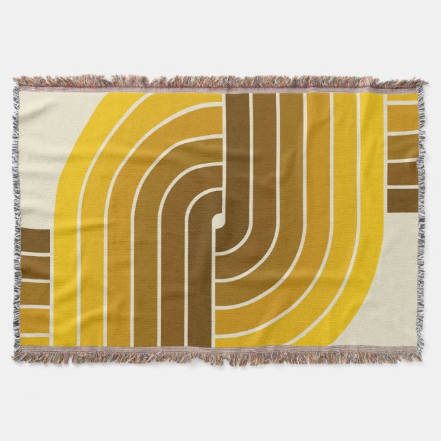 70-talets Retro Vintage Stil Geometric Mönster Filt (Framsidan)