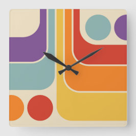 70-talets Retro Vintage Stil Geometric Mönster Fyrkantig Klocka