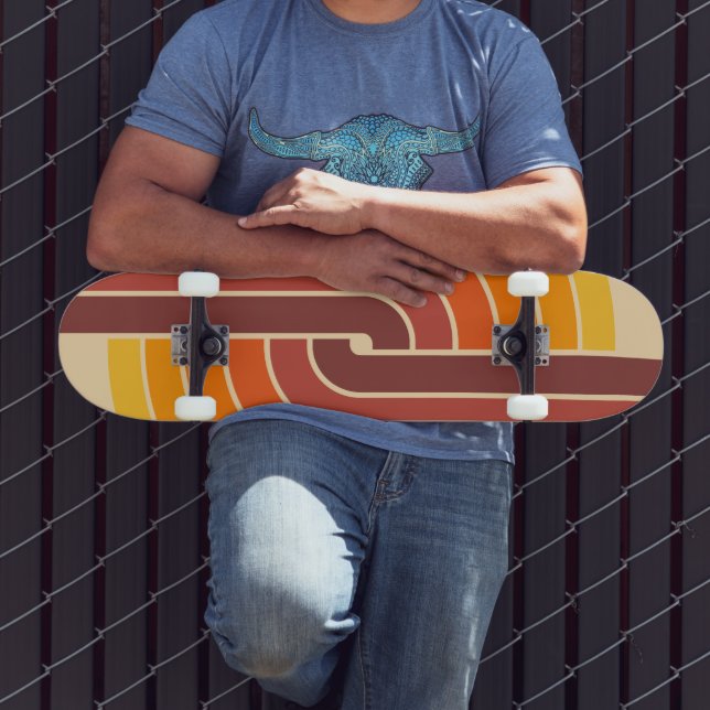 70-talets Retro Vintage Stil Geometric Mönster Mini Skateboard Bräda 18,5 Cm (Utomhus 3)