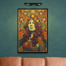 70-talets Retro Woman Porträtt AI Art | Psykedelis