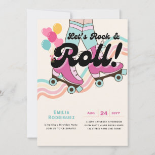 70-talets Rock and roll Roller Skating Party Retro Inbjudningar