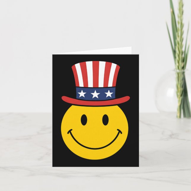 70-talets Smile Ansikte farbror Sam Patriotic Amer Kort (Framsida)