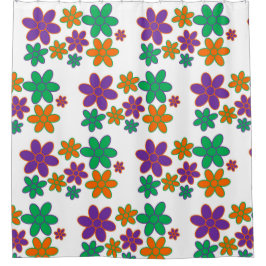 70-talets Stil-blommor på Shower Curtain