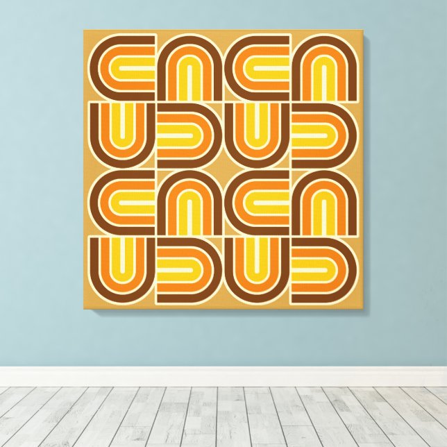 70-talets Stil Geometric Arch Mönster Canvastryck (Insitu (trägolv))