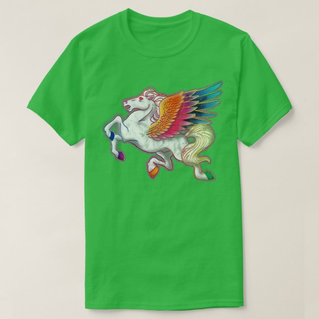 70-talets Stil Rainbow Pegasus T Shirt (Design framsida)