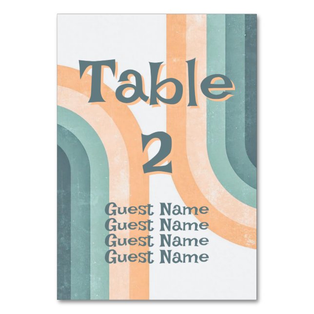 70-talets Vintage Regnbåge Bröllop Bordsnummer (Baksidan)