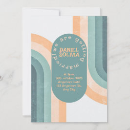 70-talets Vintage Regnbåge Bröllop Inbjudningar