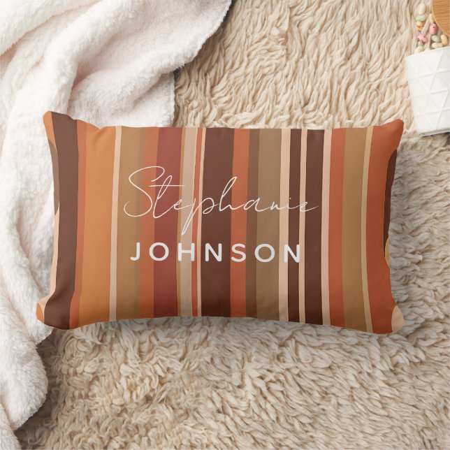 70-talets Vintage Retro Rand Personlig Monogram Lumbarkudde (Filt)