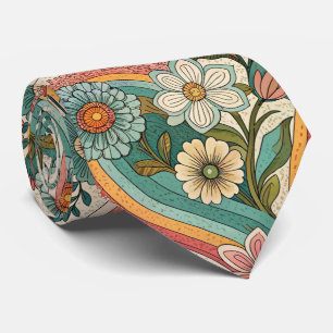 70-tals Brun Blommig Anpassad Slipsklöver – Elegan Slips