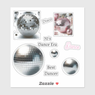 70-tals Disco Boll Dans Vinyl Set Klistermärken