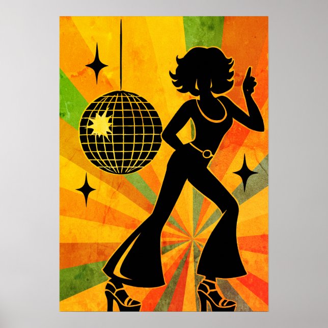70-tals Disco-dansare Retro Poster (Framsidan)