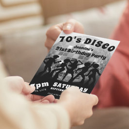 70-tals Disco-födelsedag | Silver Glitterboll Inbjudningar