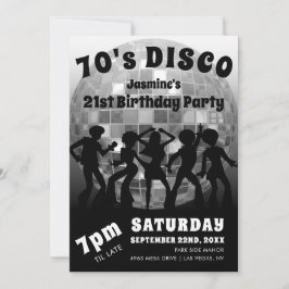70-tals Disco Födelsedag | Silver Glitterboll Inbjudningar