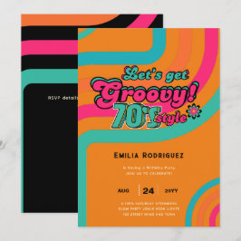 70-tals Groovy Boogie Retro Disco Födelsedagsfest Inbjudningar