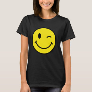 70-tals Gul Leende Ansikte Blinkande Glad Blinkand T Shirt