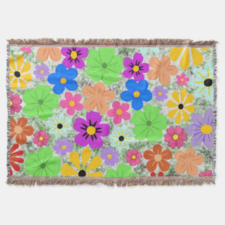 70-tals lekfull retroblomma filt
