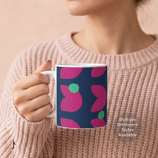 70-tals livlig rosa tulpan med gröna prickar djupb kaffemugg