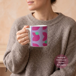 70-tals livlig rosa tulpan med gröna prickar i lil kaffemugg