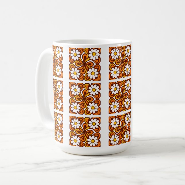 70-tals Orange Tusenskönemönster Kaffemugg (Framsida vänster)