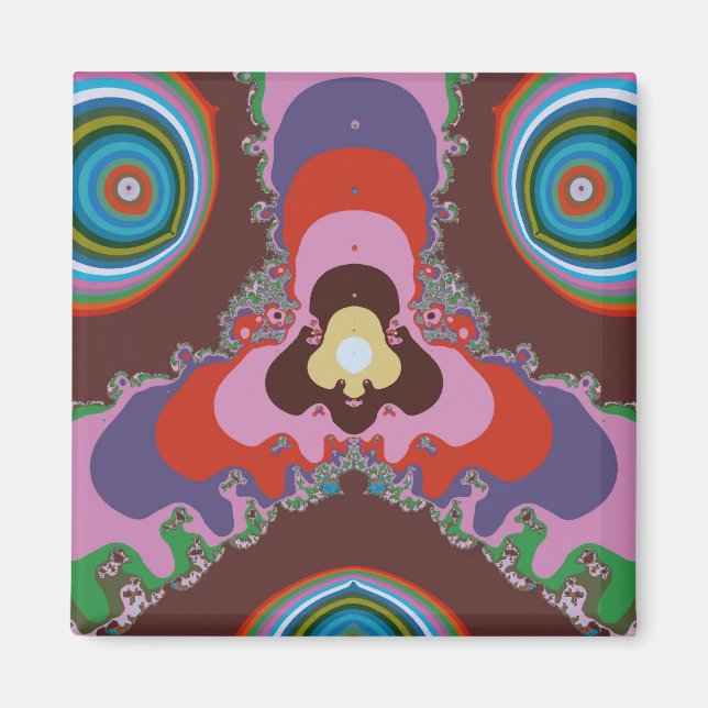 70-tals Psykedelisk Mönster Retro Konst Magnet (Framsidan)