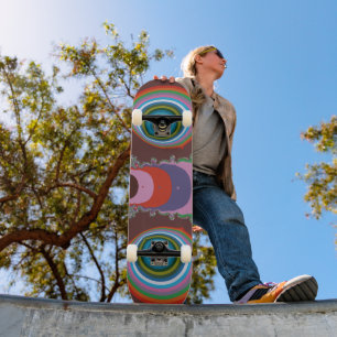 70-tals Psykedelisk Mönster Retro Konst Mini Skateboard Bräda 18,5 Cm