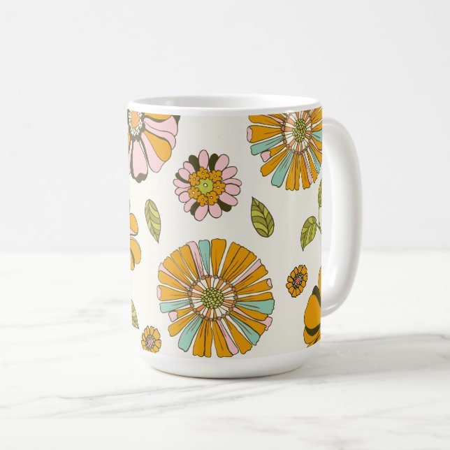 70-tals Retro Blommönster Kaffemugg (Framsida höger)