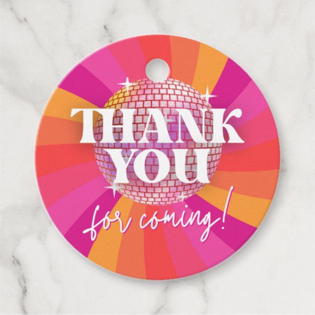 70-tals Retro Disco Party Tack, SARA Gåvor Etiketter (Framsida)