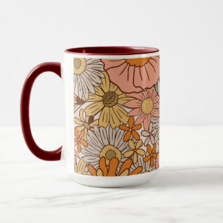 70-tals Retro Groovy Blommönster Mugg