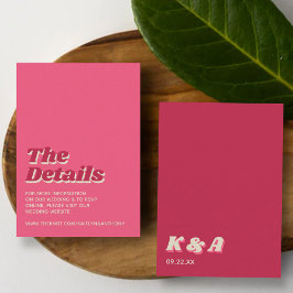 70-tals Retro Groovy Viva Magenta Bröllopsdetalj Tilläggskort