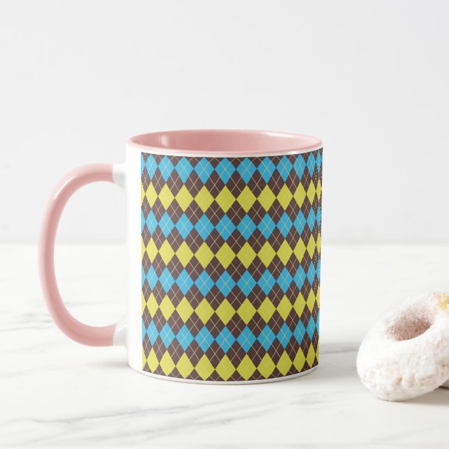 70-tals skotsk Tartan-mönster Mugg (Med munk)