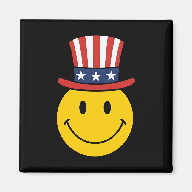 70-tals Smile Face Farbror Sam Patriotisk Amerikan Magnet (Framsidan)