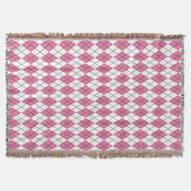 70-tals Tartan-mönster Rosa Filt (Framsidan)