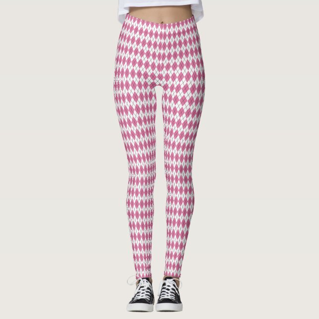 70-tals Tartan-mönster Rosa Leggings (Framsida)