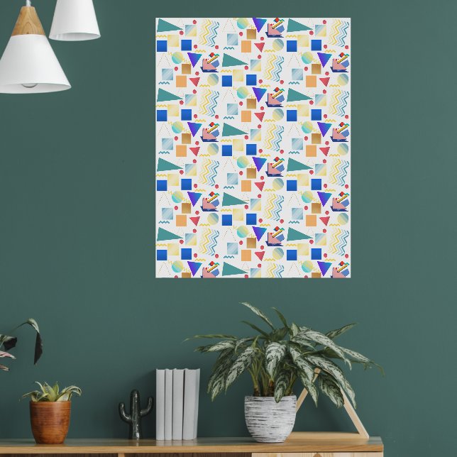 70-tals vintage färgglatt geometriskt mönster poster (Vardagsrum 1)
