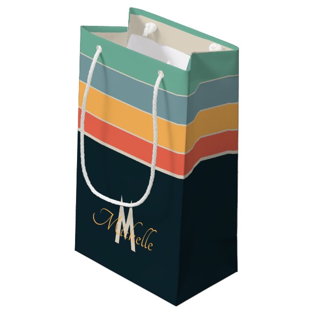 70-talsfärgen Rand namn & monogram inledande färgä (Baksidan Vinklad)