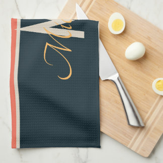 70-talsfärgen Rand namn & monogram inledande färgä Kökshandduk