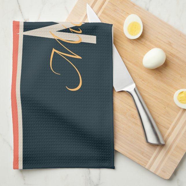 70-talsfärgen Rand namn & monogram inledande färgä Kökshandduk (Vikt i Fjärdedel)