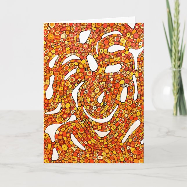 70-talsfärger Röd Orange Gul Abstrakt Design Kort (Framsida)