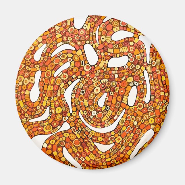70-talsfärger Röd Orange Gul Abstrakt Design Magnet (Framsidan)